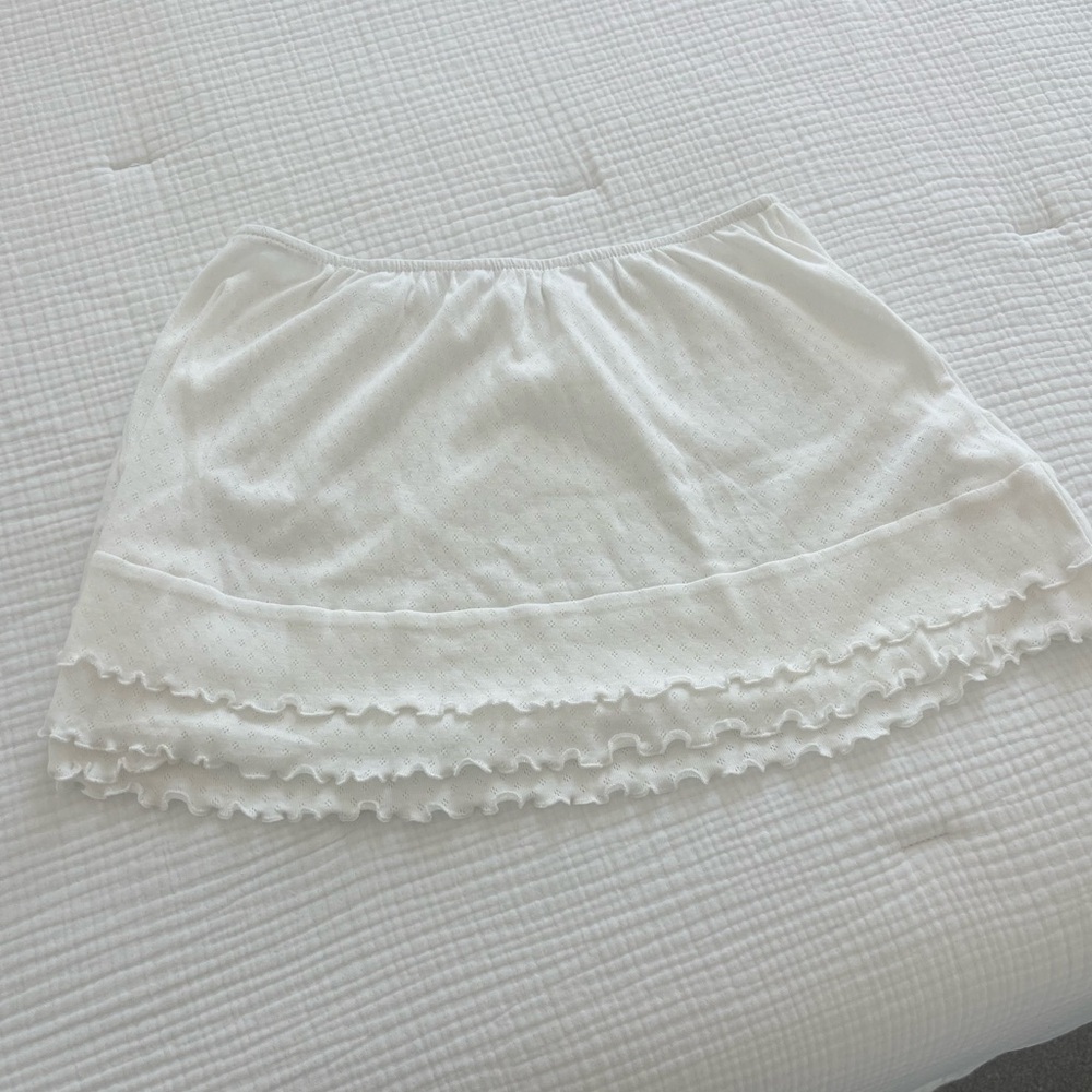 White Ruffled Layered Mini Skirt